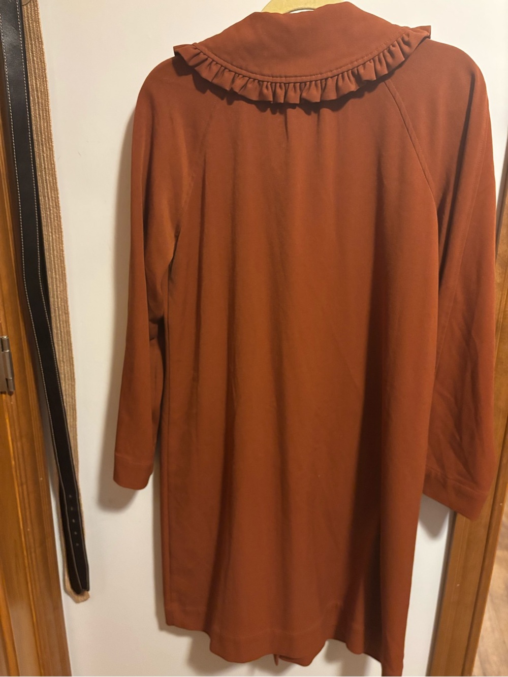 Brown Ruffle-Collar Midi Coat - Picture 4 of 4